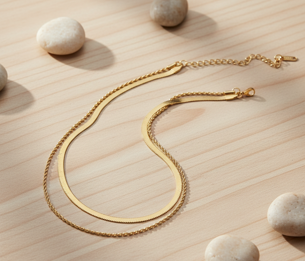 Plain Chain Two Layer Necklace
