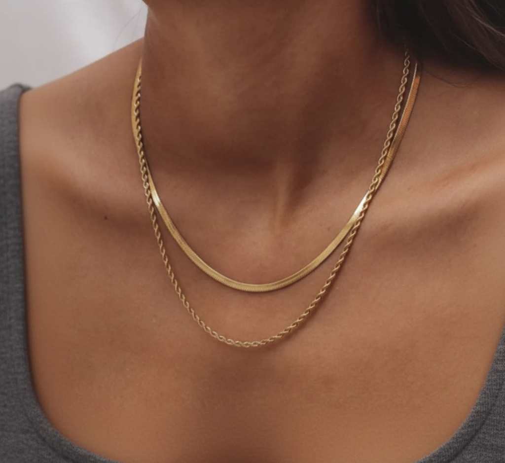 Plain Chain Two Layer Necklace