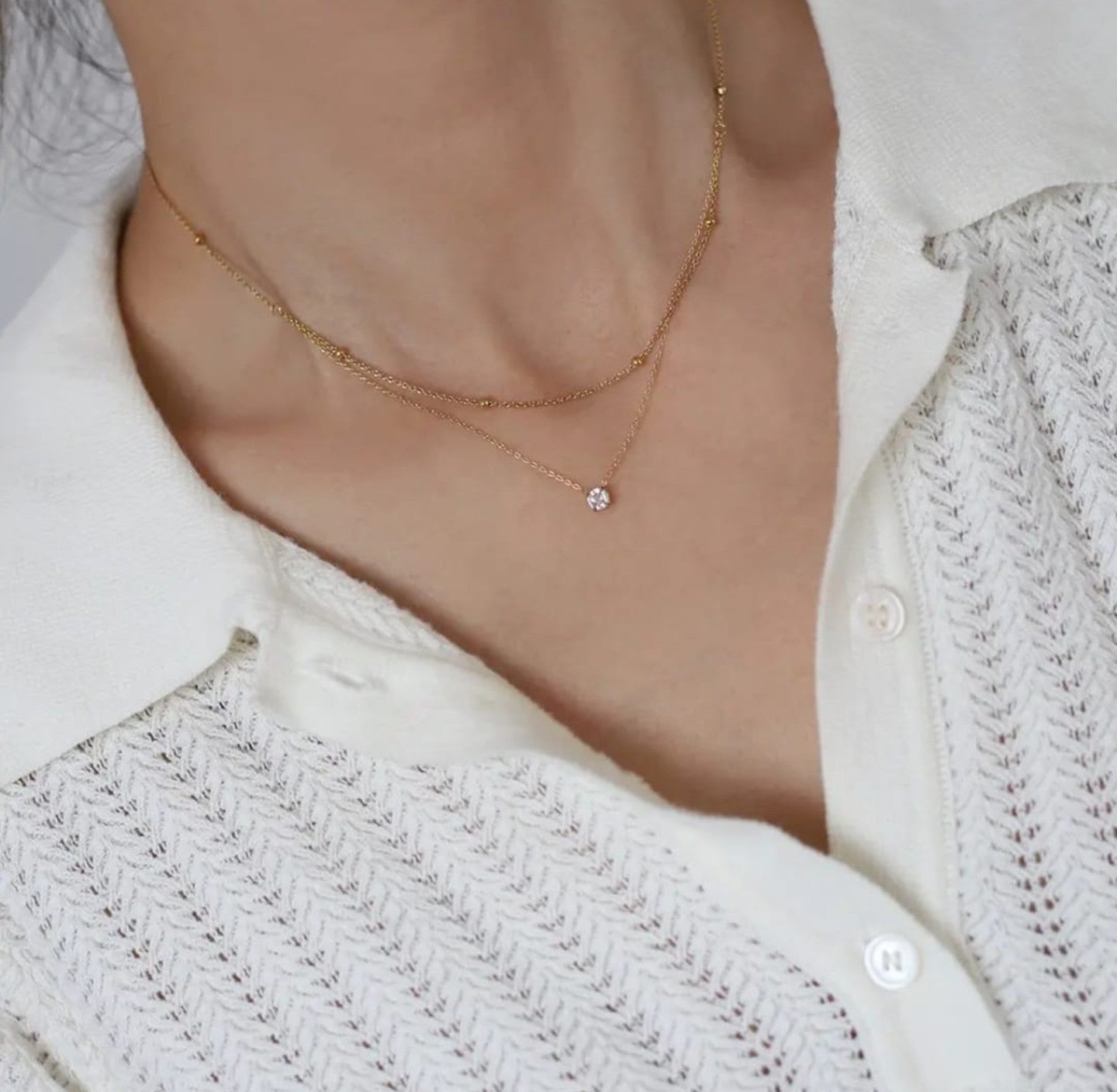 Golden Layer with Stone Necklace