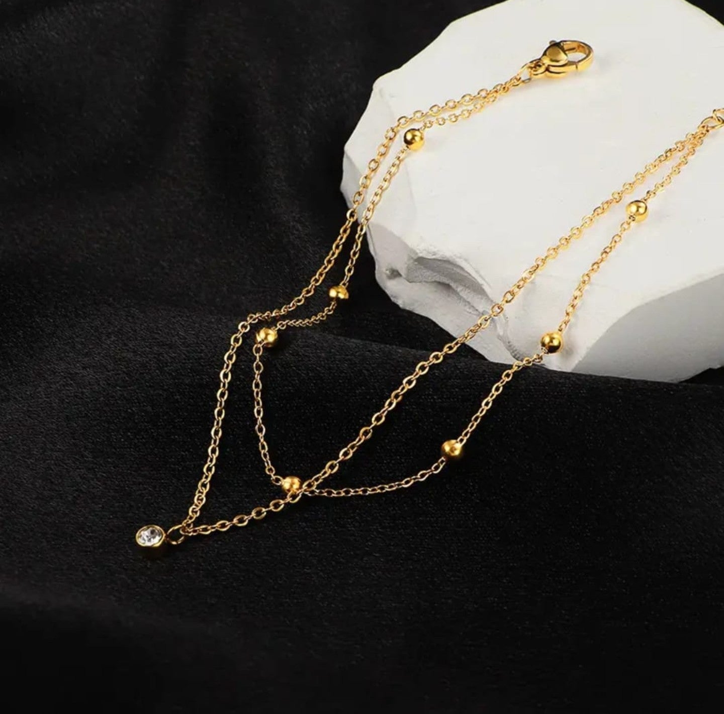 Golden Layer with Stone Necklace
