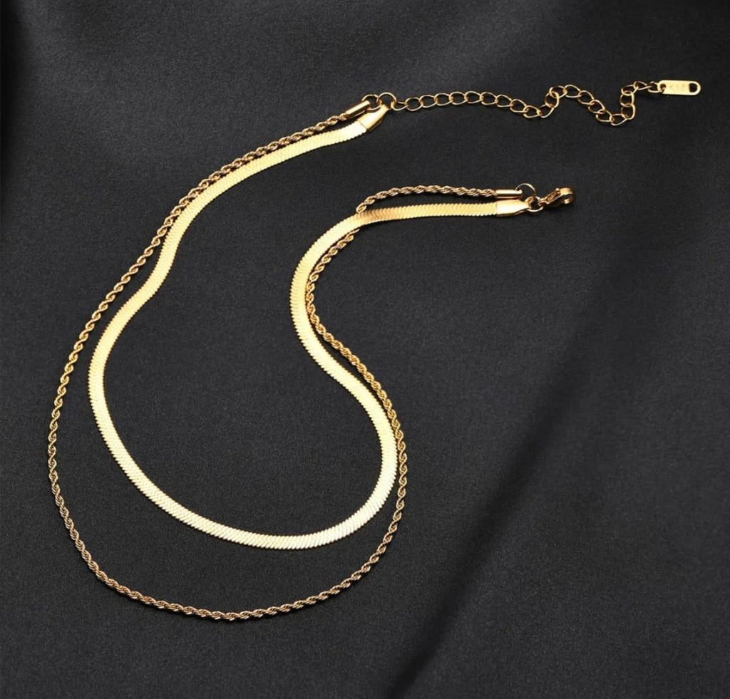 Plain Chain Two Layer Necklace