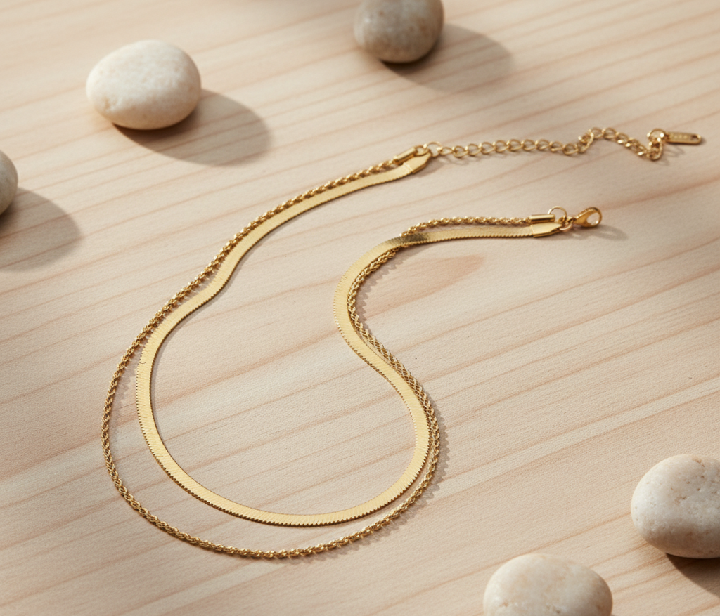 Plain Chain Two Layer Necklace