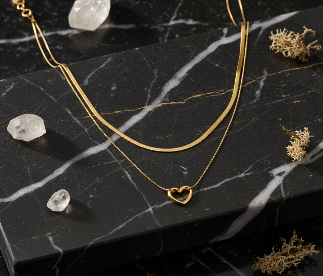 Double Heart Layered Necklace