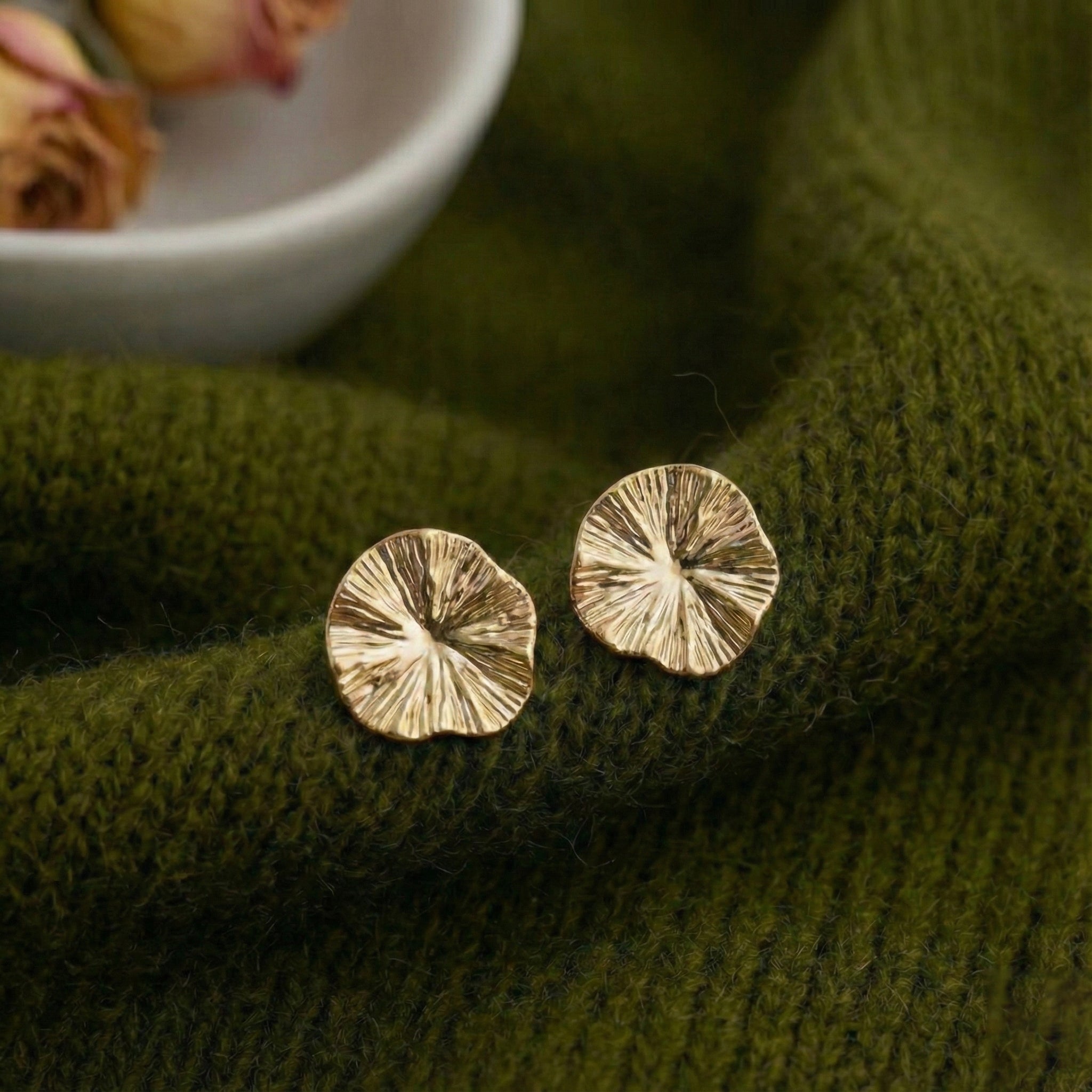 Hammered Disc Studs Earrings