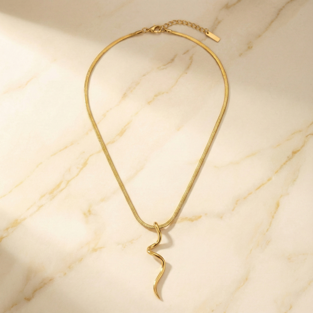 Abstract Wavy Pendant Necklace