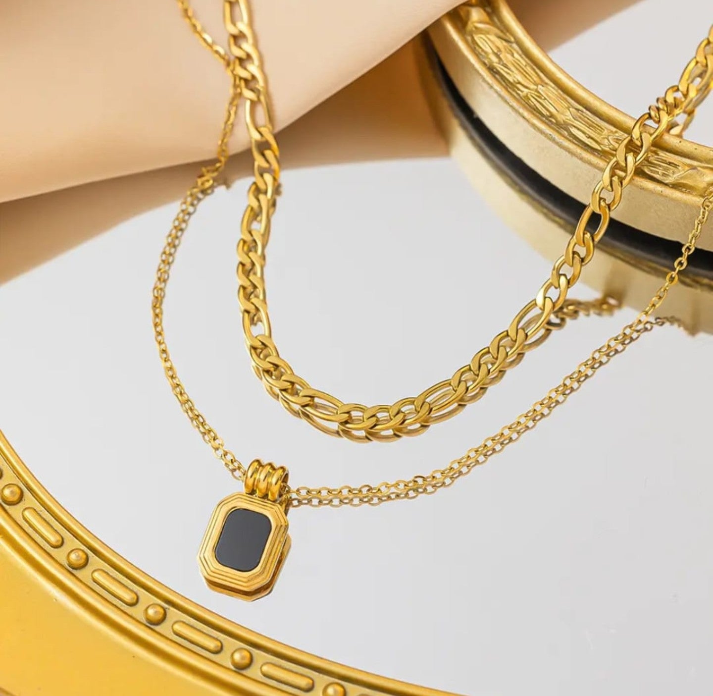 Black Accent Two Layer Necklace