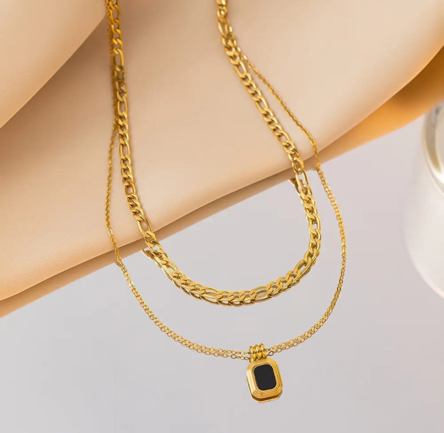 Black Accent Two Layer Necklace