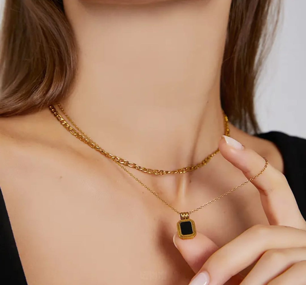 Black Accent Two Layer Necklace