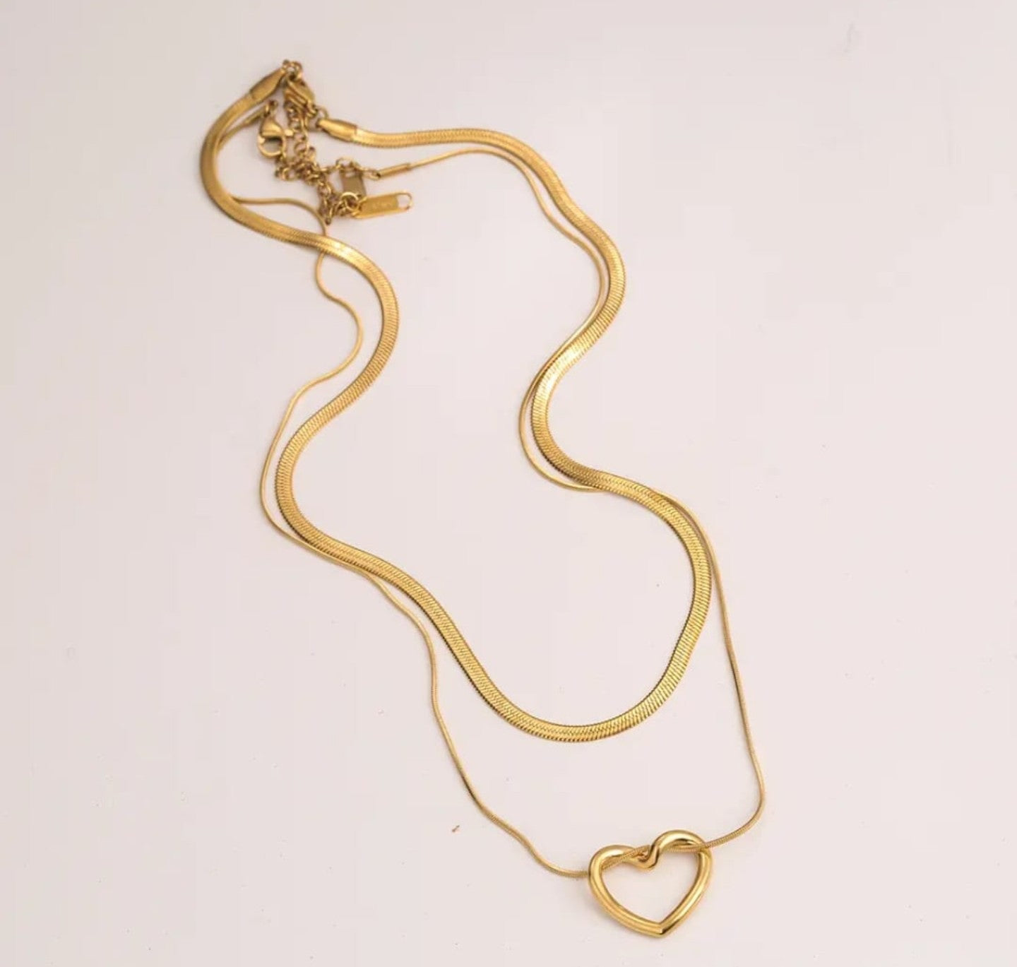 Double Heart Layered Necklace