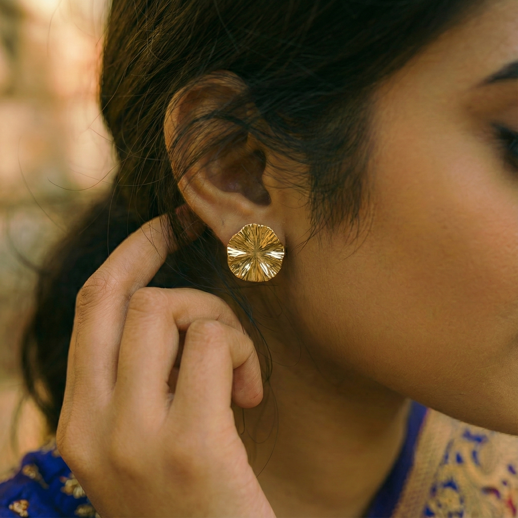 Hammered Disc Studs Earrings