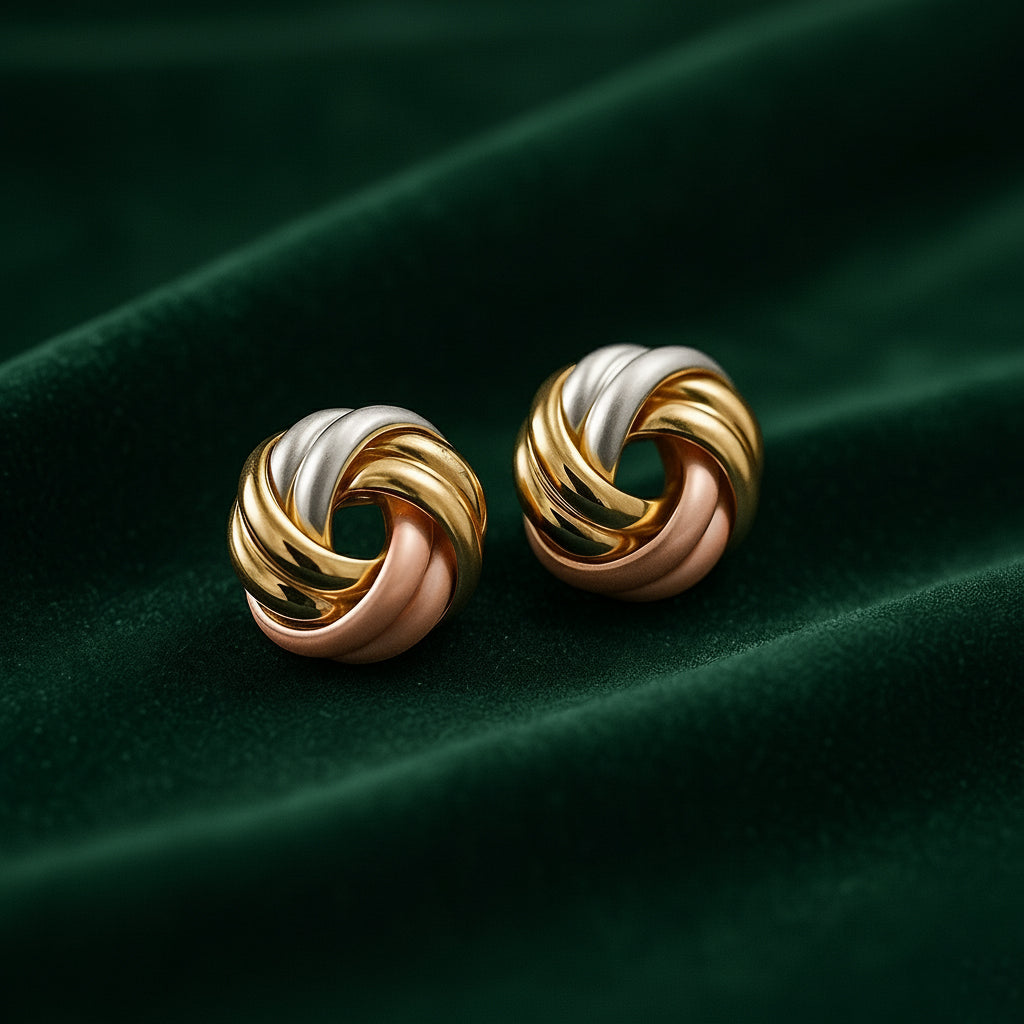 Tri-Tone Knot Studs Earring